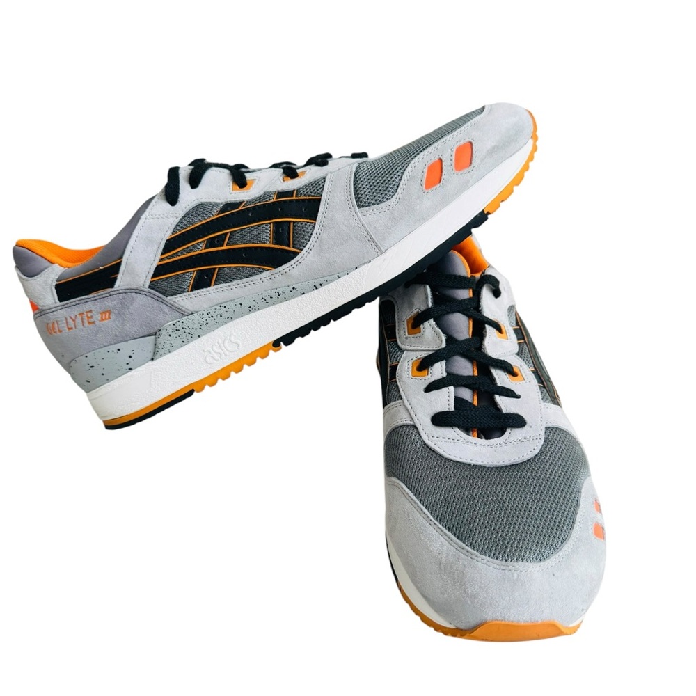 ASICS Gel Lyte III Sneakers Gray Orange Suede Mesh Men’s Size 14 EU 48